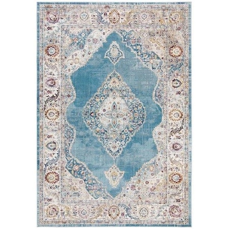 Safavieh Aria Power Loomed Round Area RugIvory & Navy 6 ft.-5 in. x 6 ft.-5 in. ARA116M-6R